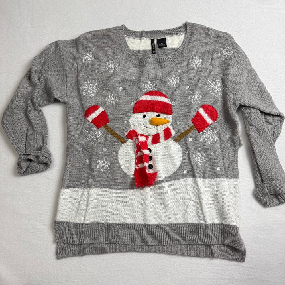 New Directions Christmas Sweater‎ Snowman Striped New Womens Size XL